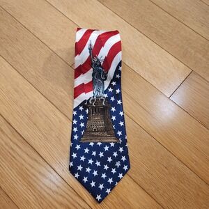 Steven Harris Necktie Statue of Liberty Glitter USA Flag Patriotic Tie‎ Men